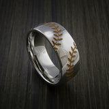 Titanium Double Stitch Baseball Ring with Polish Finish - Baseball Rings
 - 4