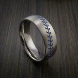 Titanium Baseball Ring with Satin Finish - Baseball Rings
 - 6
