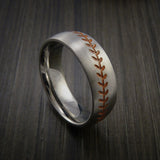 Titanium Baseball Ring with Satin Finish - Baseball Rings
 - 3