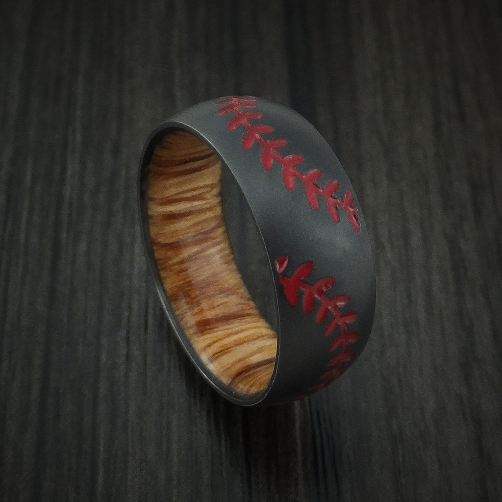 Baseball Ring, Baseball Wedding Ring, Baseball Stitch Pattern Ring