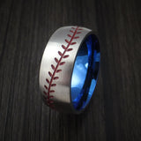 Titanium Baseball Ring with Satin Finish and Anodized Sleeve - Baseball Rings
 - 4