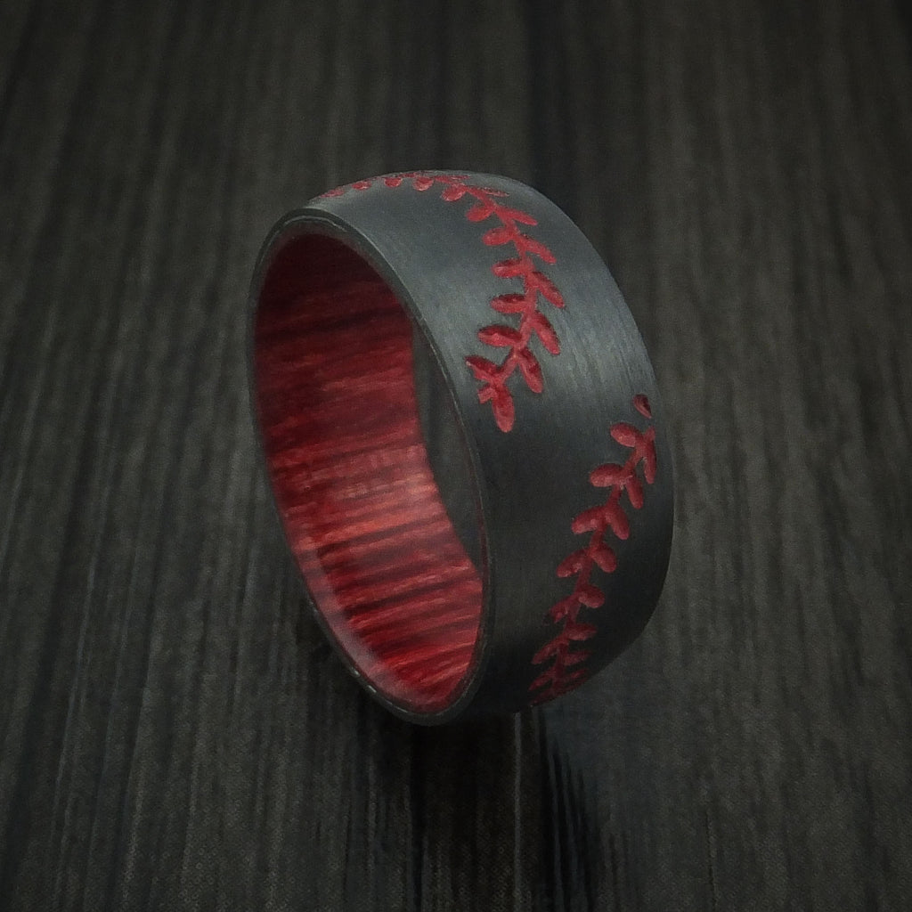 Baseball Ring, Baseball Wedding Ring, Baseball Stitch Pattern Ring