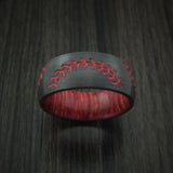 Black Zirconium Double Stitch Baseball Ring with Custom Color and Hardwood Sleeve - Baseball Rings
 - 2