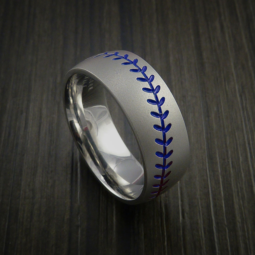Titanium Baseball Ring with Bead Blast Finish - Baseball Rings
 - 7
