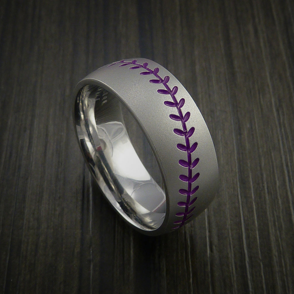 Titanium Baseball Ring with Bead Blast Finish - Baseball Rings
 - 9