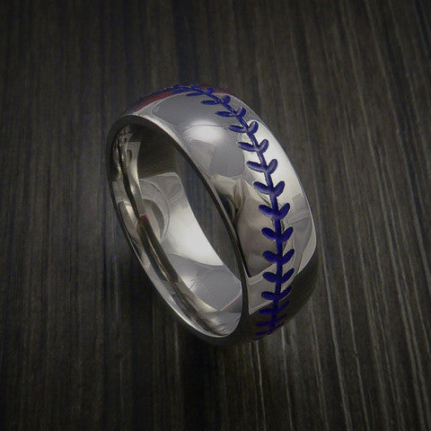 Titanium Baseball Ring with Polish Finish - Baseball Rings
 - 7