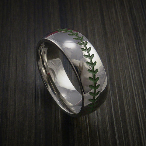 Titanium Baseball Ring with Polish Finish - Baseball Rings
 - 5