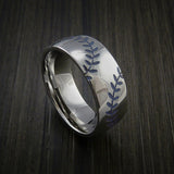 Titanium Double Stitch Baseball Ring with Polish Finish - Baseball Rings
 - 6