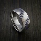 Titanium Double Stitch Baseball Ring with Polish Finish - Baseball Rings
 - 7