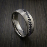 Titanium Baseball Ring with Satin Finish - Baseball Rings
 - 11
