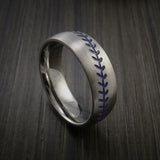 Titanium Baseball Ring with Satin Finish - Baseball Rings
 - 8