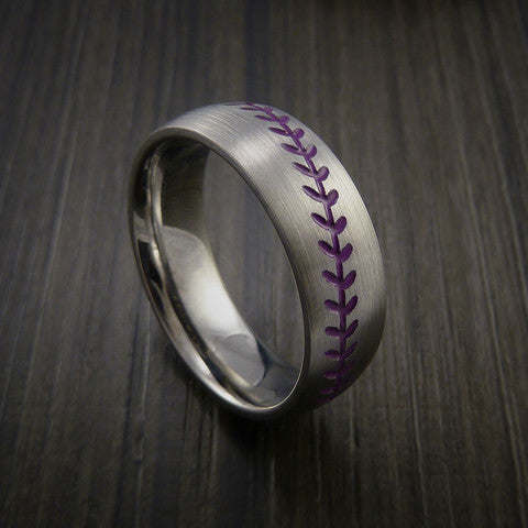 Titanium Baseball Ring with Satin Finish - Baseball Rings
 - 9