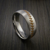 Titanium Baseball Ring with Satin Finish - Baseball Rings
 - 4