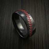 Black Zirconium Baseball Ring with Polish Finish - Baseball Rings
 - 2
