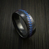 Black Zirconium Baseball Ring with Polish Finish - Baseball Rings
 - 6