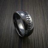 Black Zirconium Baseball Ring with Polish Finish - Baseball Rings
 - 11