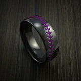 Black Zirconium Baseball Ring with Polish Finish - Baseball Rings
 - 9