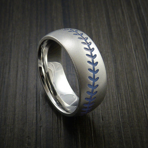 Cobalt Chrome Baseball Ring with Bead Blast Finish - Baseball Rings
 - 6