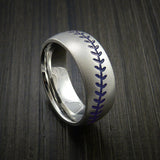 Cobalt Chrome Baseball Ring with Bead Blast Finish - Baseball Rings
 - 8