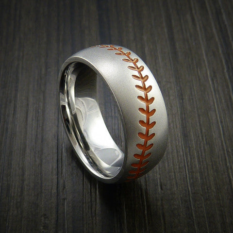 Cobalt Chrome Baseball Ring with Bead Blast Finish - Baseball Rings
 - 3