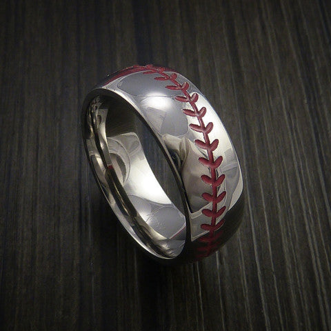 Cobalt Chrome Baseball Ring with Polish Finish - Baseball Rings
 - 2