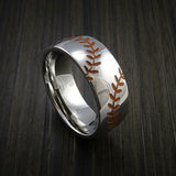 Cobalt Chrome Double Stitch Baseball Ring with Polish Finish - Baseball Rings
 - 3