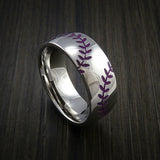 Cobalt Chrome Double Stitch Baseball Ring with Polish Finish - Baseball Rings
 - 9