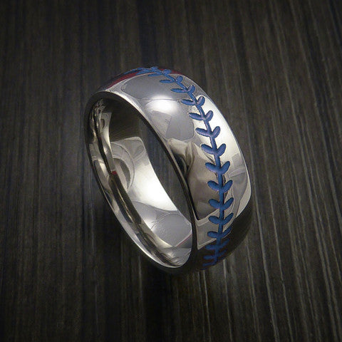 Cobalt Chrome Baseball Ring with Polish Finish - Baseball Rings
 - 6