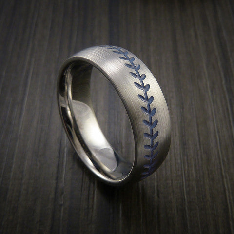 Cobalt Chrome Baseball Ring with Satin Finish - Baseball Rings
 - 6