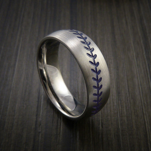 Cobalt Chrome Baseball Ring with Satin Finish - Baseball Rings
 - 8