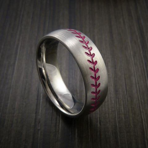 Cobalt Chrome Baseball Ring with Satin Finish - Baseball Rings
 - 10