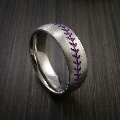 Cobalt Chrome Baseball Ring with Satin Finish - Baseball Rings
 - 9