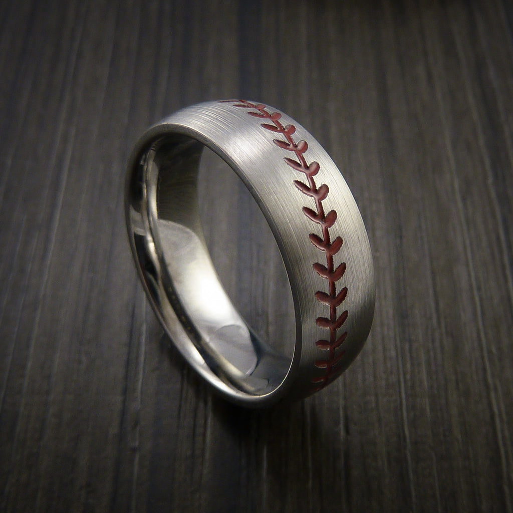 Cobalt Chrome Baseball Ring with Satin Finish - Baseball Rings
 - 1