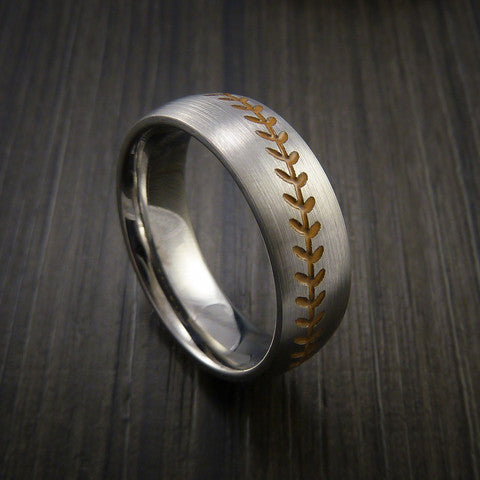 Cobalt Chrome Baseball Ring with Satin Finish - Baseball Rings
 - 4