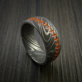 Damascus Steel Baseball Ring with Acid Wash Finish - Baseball Rings
 - 3