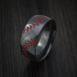 Black Zirconium Double Stitch Baseball Ring with Polish Finish - Baseball Rings
 - 4