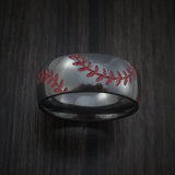 Black Zirconium Double Stitch Baseball Ring with Polish Finish - Baseball Rings
 - 2