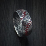 Kuro Damascus Steel Double Stitch Baseball Ring with Acid Finish - Baseball Rings