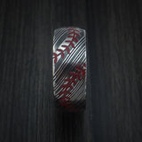 Kuro Damascus Steel Double Stitch Baseball Ring with Acid Finish - Baseball Rings
 - 3