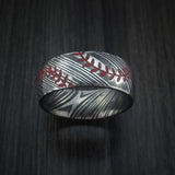 Kuro Damascus Steel Double Stitch Baseball Ring with Acid Finish - Baseball Rings
 - 2