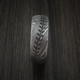 Kuro Damascus Steel Baseball Stitch Ring with Tumble Finish - Baseball Rings
 - 3
