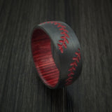 Black Zirconium Double Stitch Baseball Ring with Custom Color and Hardwood Sleeve - Baseball Rings
 - 1