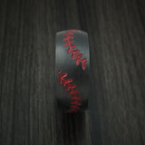 Black Zirconium Double Stitch Baseball Ring with Custom Color and Hardwood Sleeve - Baseball Rings
 - 3