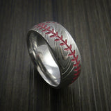 Damascus Steel Baseball Ring with Polish Finish - Baseball Rings
 - 2