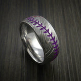 Damascus Steel Baseball Ring with Polish Finish - Baseball Rings
 - 9