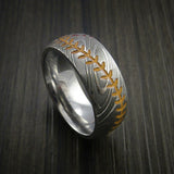 Damascus Steel Baseball Ring with Polish Finish - Baseball Rings
 - 4