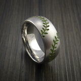 Titanium Double Stitch Baseball Ring with Bead Blast Finish - Baseball Rings
 - 5