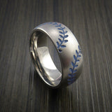 Titanium Double Stitch Baseball Ring with Bead Blast Finish - Baseball Rings
 - 6
