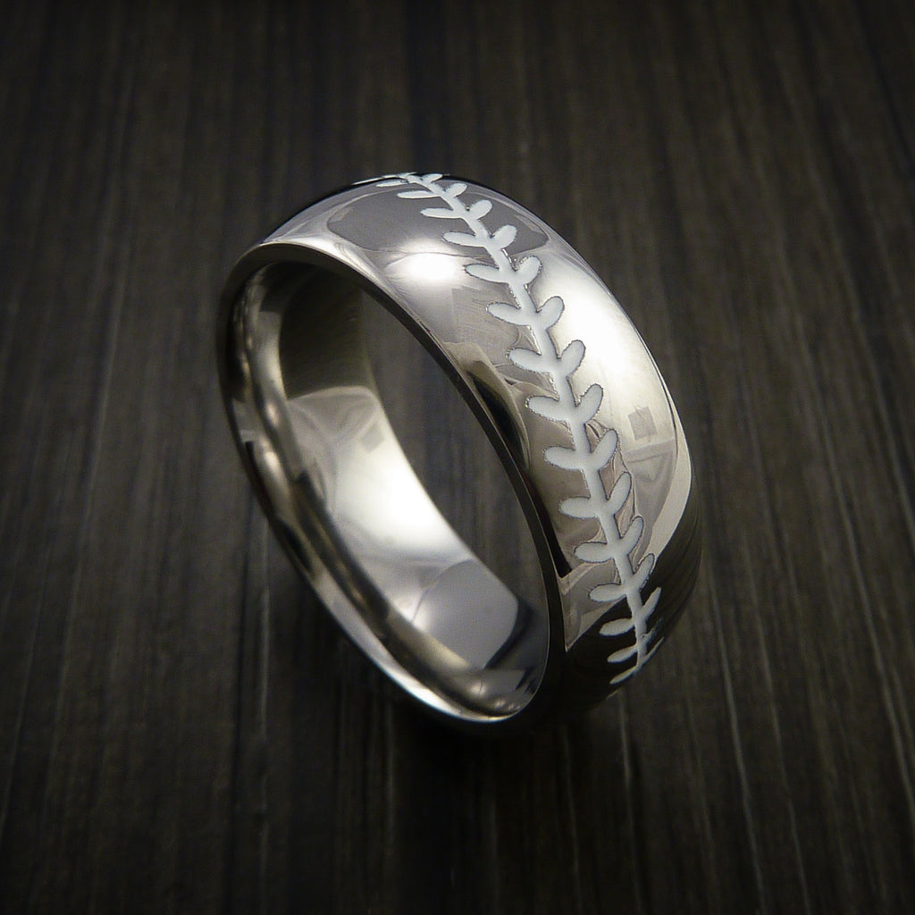 Titanium Baseball Ring with Polish Finish - Baseball Rings
 - 12