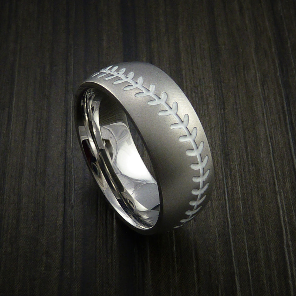 Titanium Baseball Ring with Bead Blast Finish - Baseball Rings
 - 12